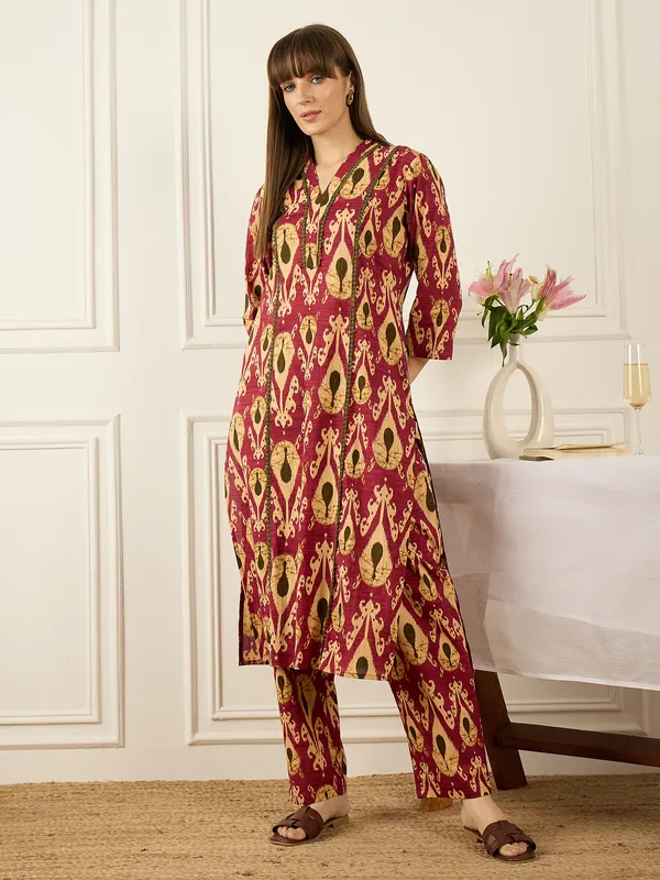 Pink_Printed_Pure_Cotton_Kurta_Trouser_Set