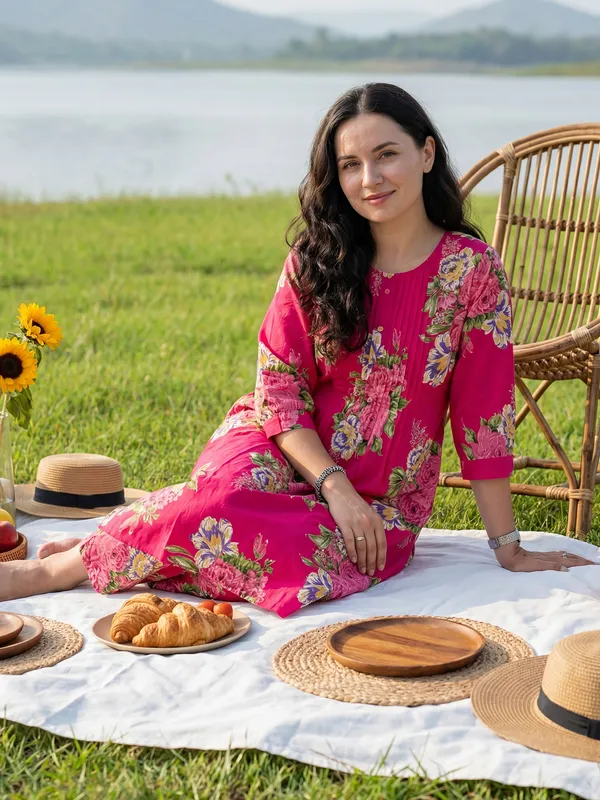 Pink_Printed_Pure_Cotton_Kurta_Trouser_Set