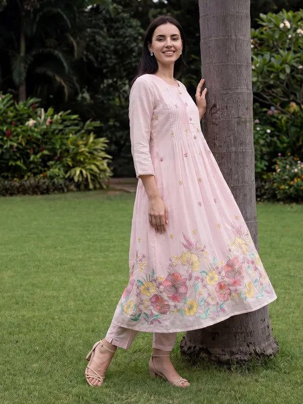 Pink_Embroidered_Pure_Cotton_Kurta_Trouser_Dupatta_Set