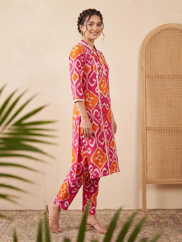 Pink_Printed_Pure_Cotton_Kurta_Trouser_Set