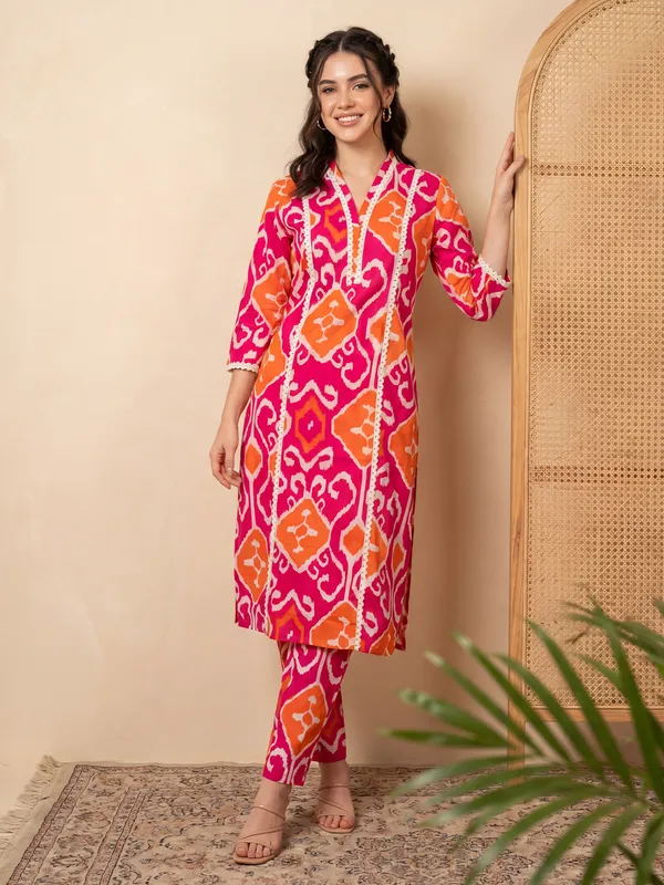 Pink_Printed_Pure_Cotton_Kurta_Trouser_Set