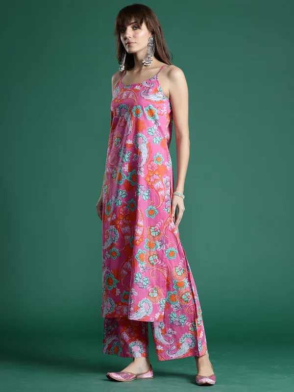 Pink_Printed_Pure_Cotton_Kurta_Trouser_Set