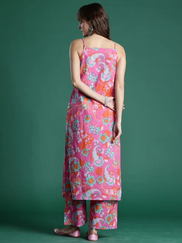 Pink_Printed_Pure_Cotton_Kurta_Trouser_Set