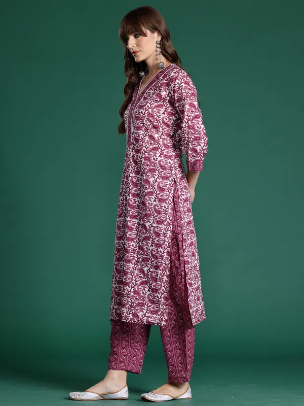 Purple_Printed_Pure_Cotton_Kurta_Trouser_Set