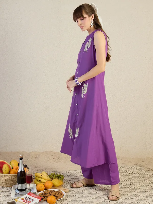Purple_Printed_Pure_Cotton_Kurta_Trouser_Set