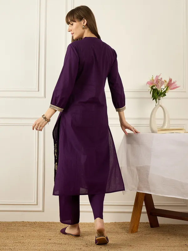 Purple_Printed_Pure_Cotton_Kurta_Trouser_Set