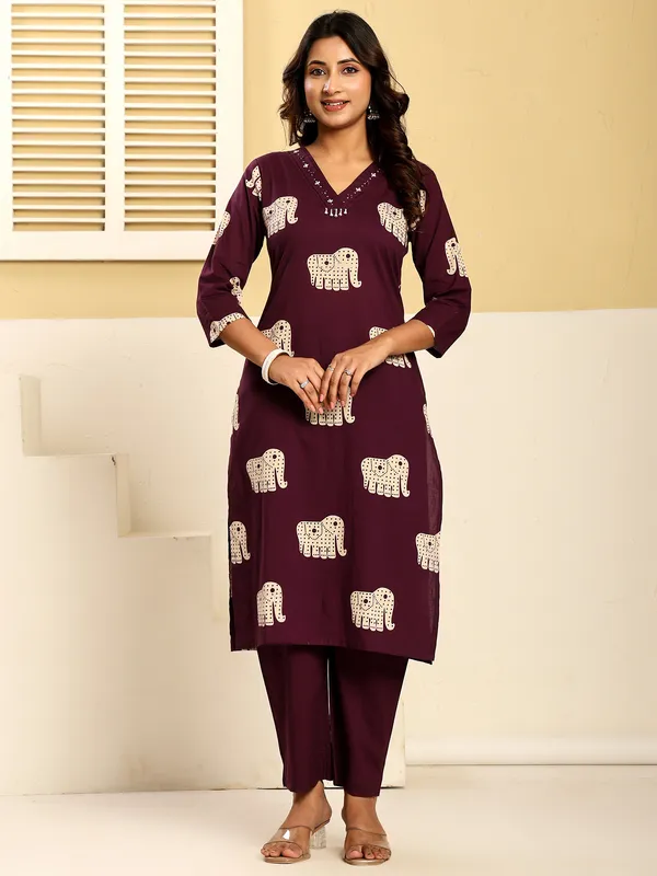Purple_Embroidered_Pure_Cotton_Kurta_Trouser_Set