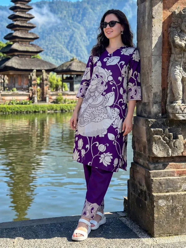 Purple_Printed_Pure_Cotton_Kurta_Trouser_Set
