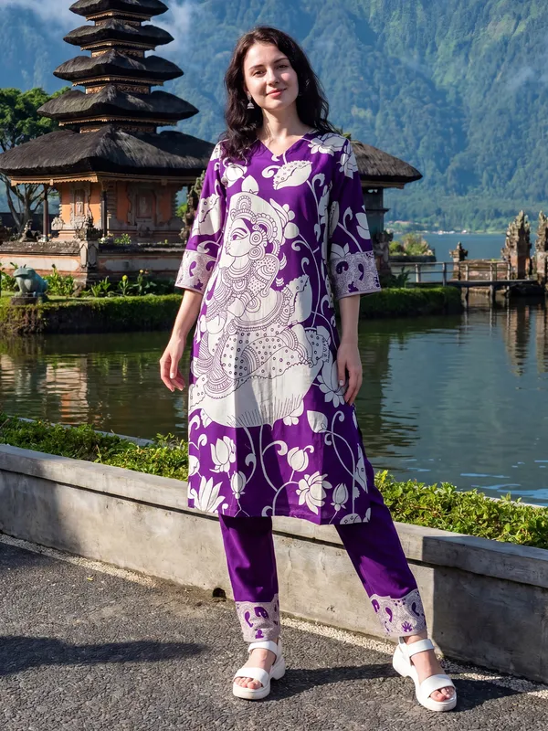 Purple_Printed_Pure_Cotton_Kurta_Trouser_Set