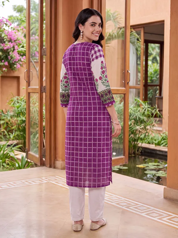 Purple_Printed_Pure_Cotton_Kurta_Trouser_Set