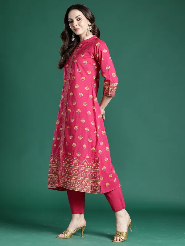 Pink_Printed_Pure_Cotton_Kurta_Trouser_Set