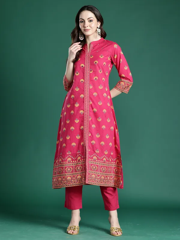 Pink_Printed_Pure_Cotton_Kurta_Trouser_Set