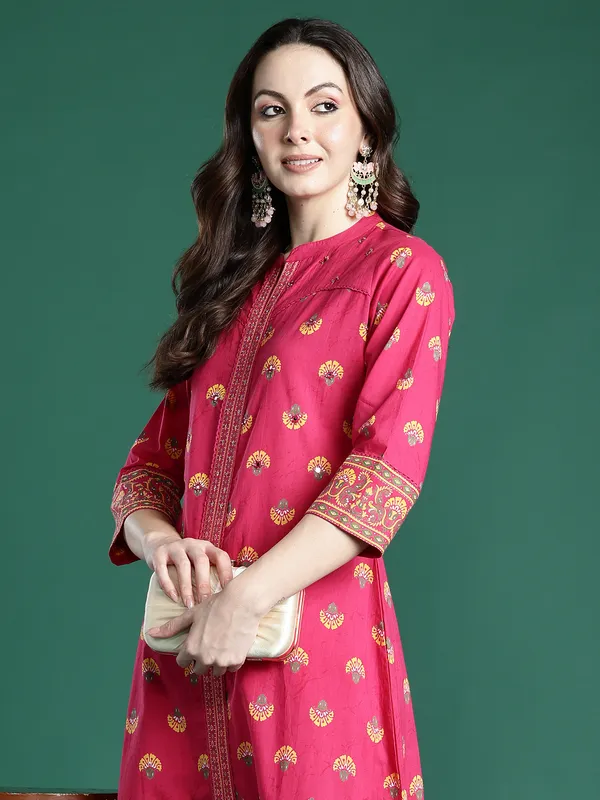 Pink_Printed_Pure_Cotton_Kurta_Trouser_Set