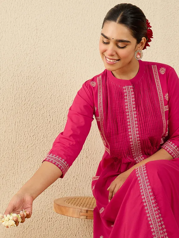 Pink_Printed_Pure_Cotton_Kurta_Trouser_Set