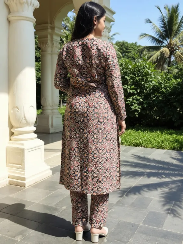 Orange_Printed_Pure_Cotton_Kurta_Trouser_Set