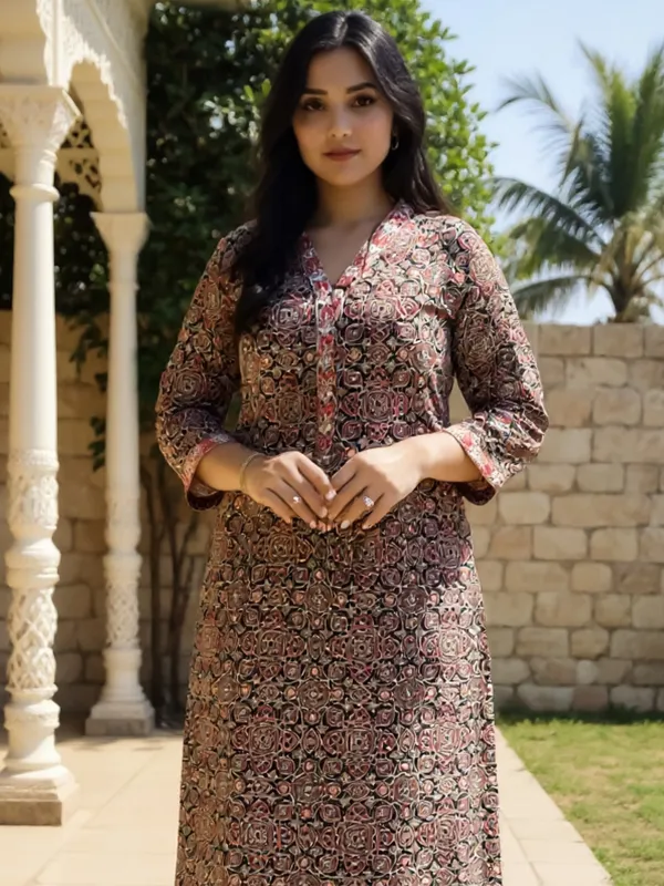 Orange_Printed_Pure_Cotton_Kurta_Trouser_Set