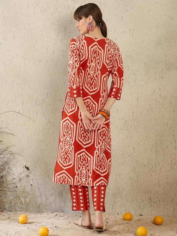 Orange_Embroidered_Pure_Cotton_Kurta_Trouser_Set