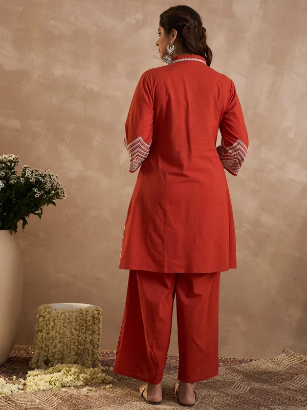 Rust_Cotton_A-Line_Kurta_with_Palazzos