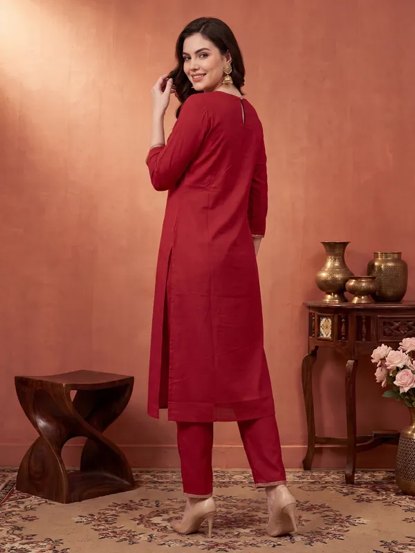 Orange_Embroidered_Pure_Cotton_Kurta_Trouser_Set