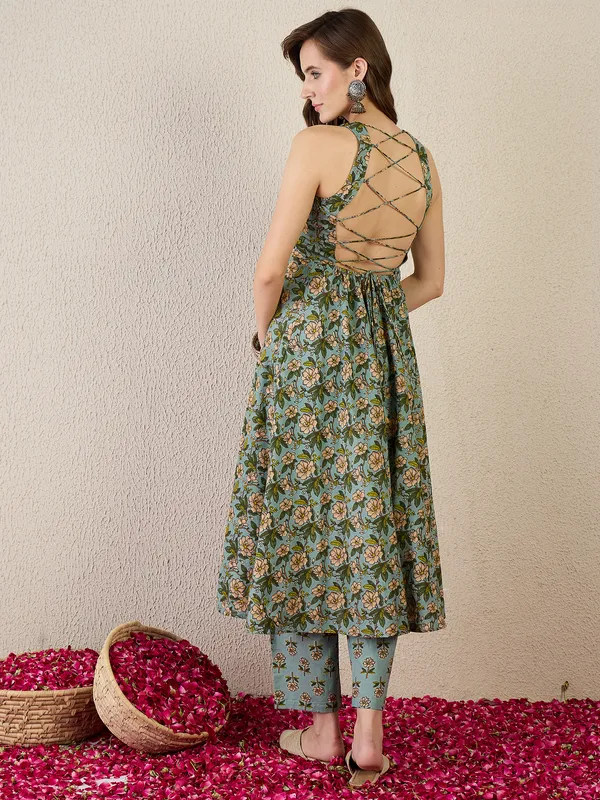Sea_Green_Printed_Pure_Cotton_Kurta_Trouser_Set