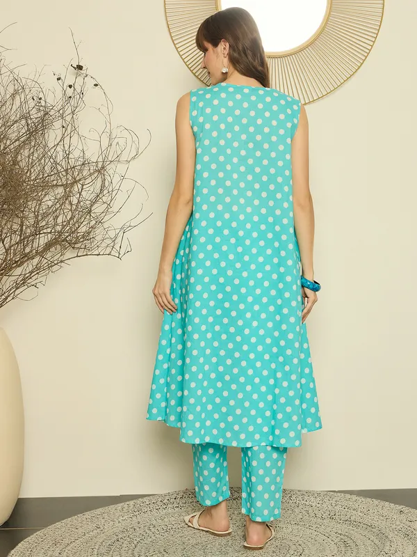 Sea_Green_Cotton_A-Line_Kurta_with_Trousers