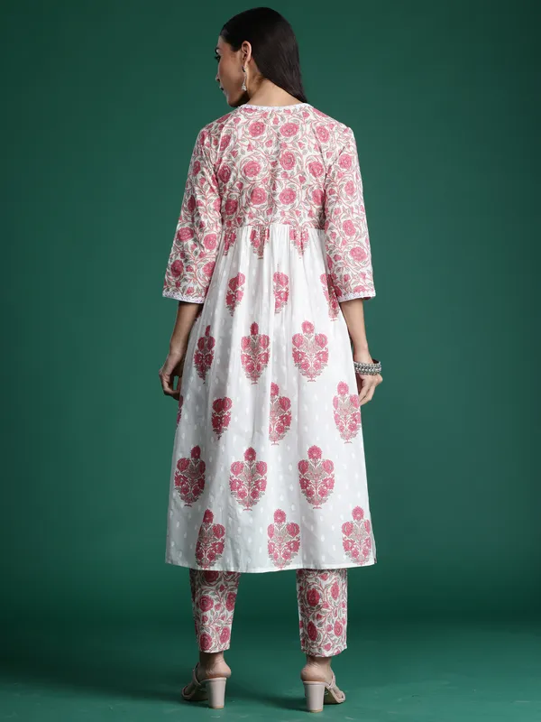 White_Printed_Pure_Cotton_Kurta_Trouser_Set