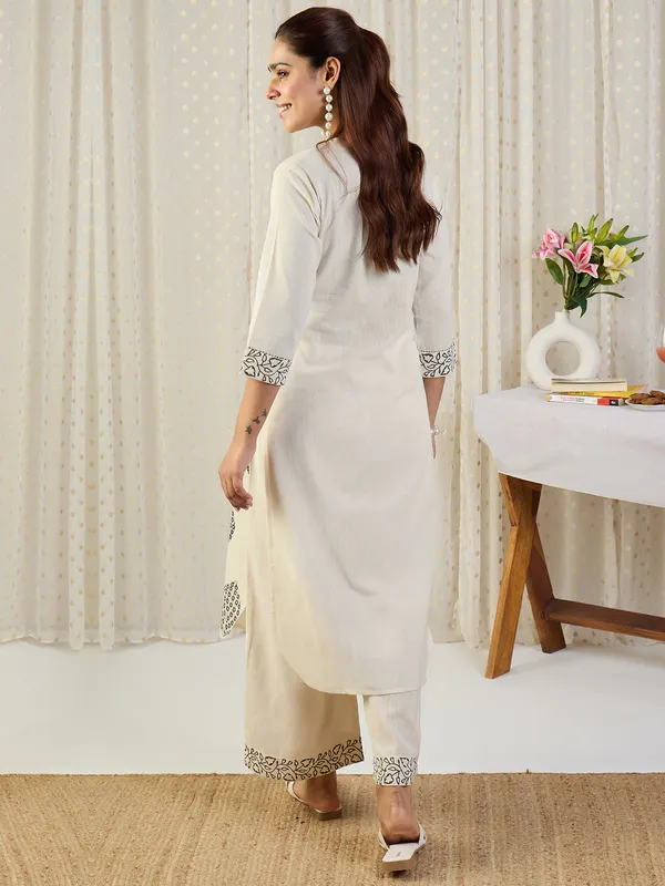 White_Embroidered_Pure_Cotton_Kurta_Trouser_Set