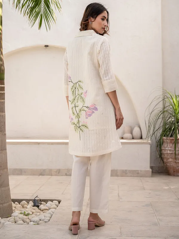White_Printed_Pure_Cotton_Kurta_Trouser_Set