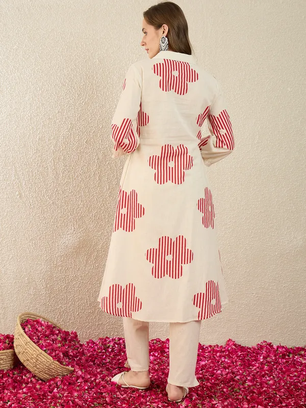 White_Printed_Pure_Cotton_Kurta_Trouser_Set