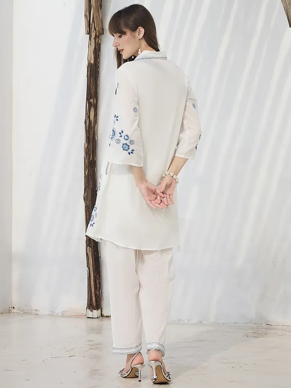 White_Printed_Pure_Cotton_Kurta_Trouser_Set