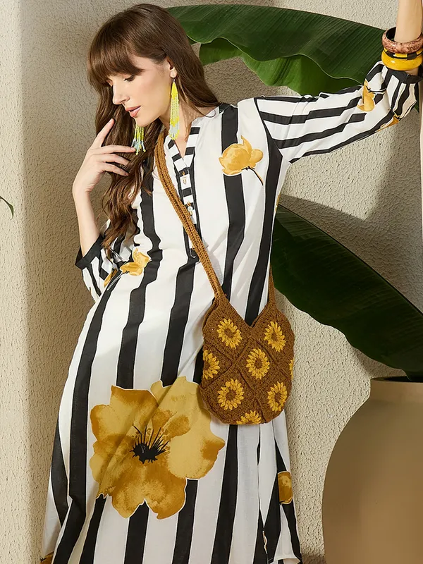 White_Printed_Pure_Cotton_Kurta_Trouser_Set