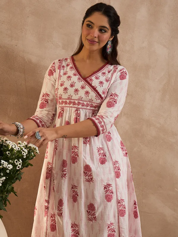 White_Printed_Pure_Cotton_Kurta_Trouser_Set
