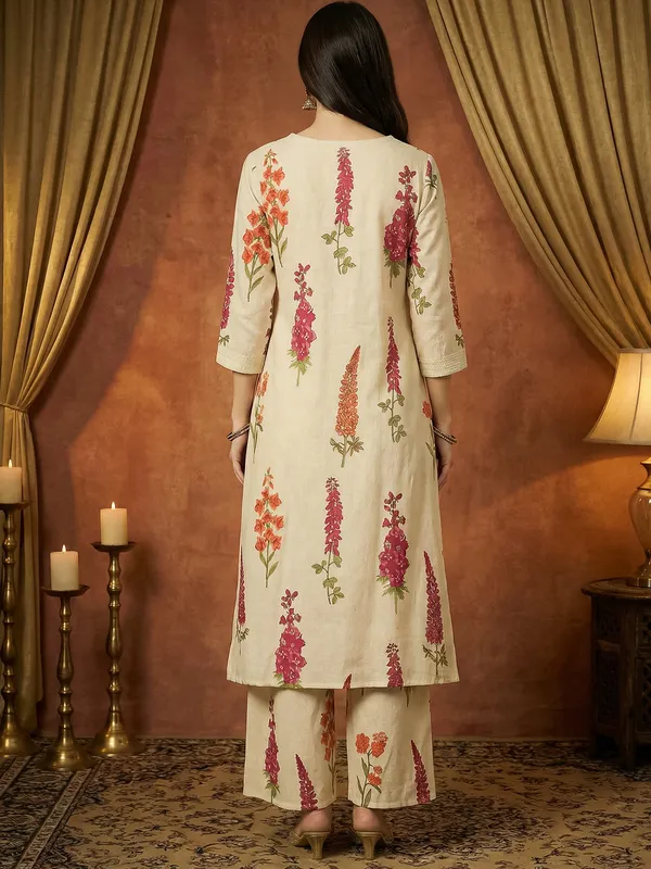 White_Printed_Pure_Cotton_Kurta_Trouser_Set