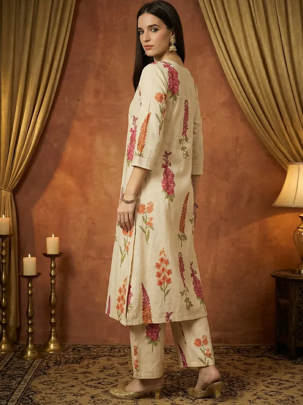 White_Printed_Pure_Cotton_Kurta_Trouser_Set