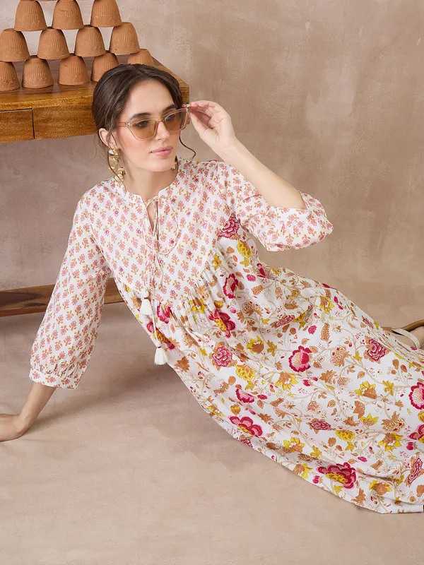 White_Printed_Pure_Cotton_Kurta_Trouser_Set
