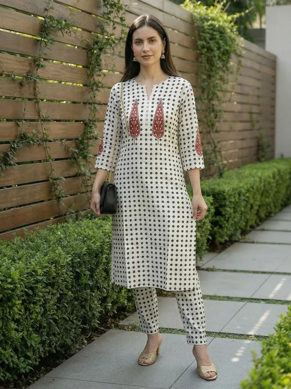 White_Printed_Pure_Cotton_Kurta_Trouser_Set