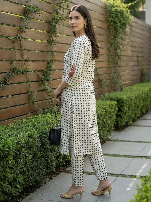 White_Printed_Pure_Cotton_Kurta_Trouser_Set