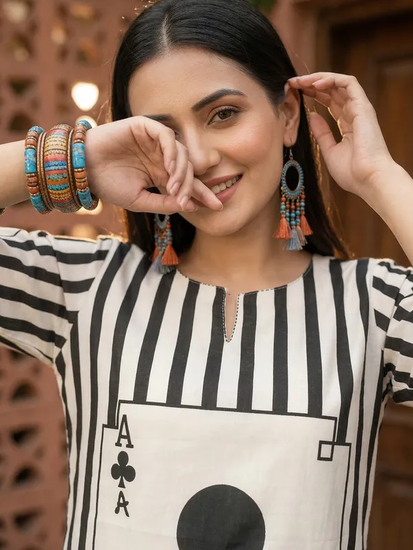 White_Printed_Pure_Cotton_Kurta_Trouser_Set