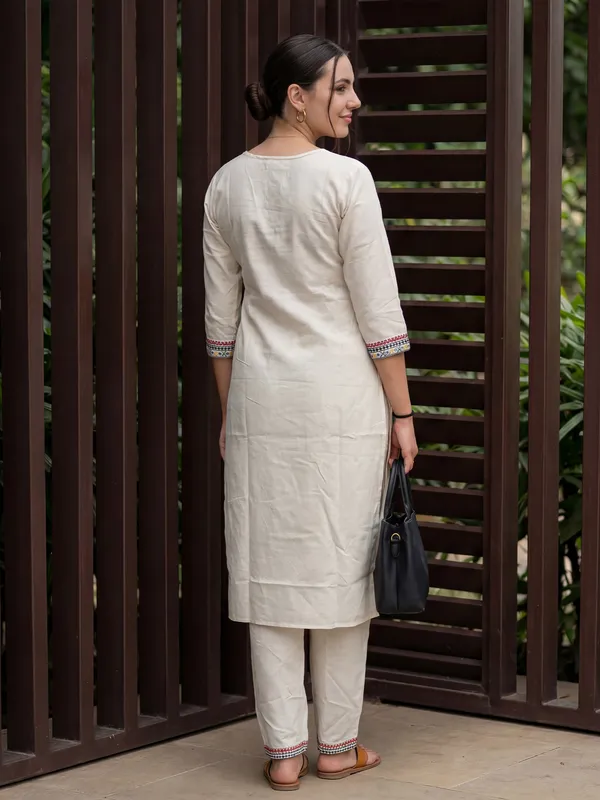 White_Embroidered_Pure_Cotton_Kurta_Trouser_Set