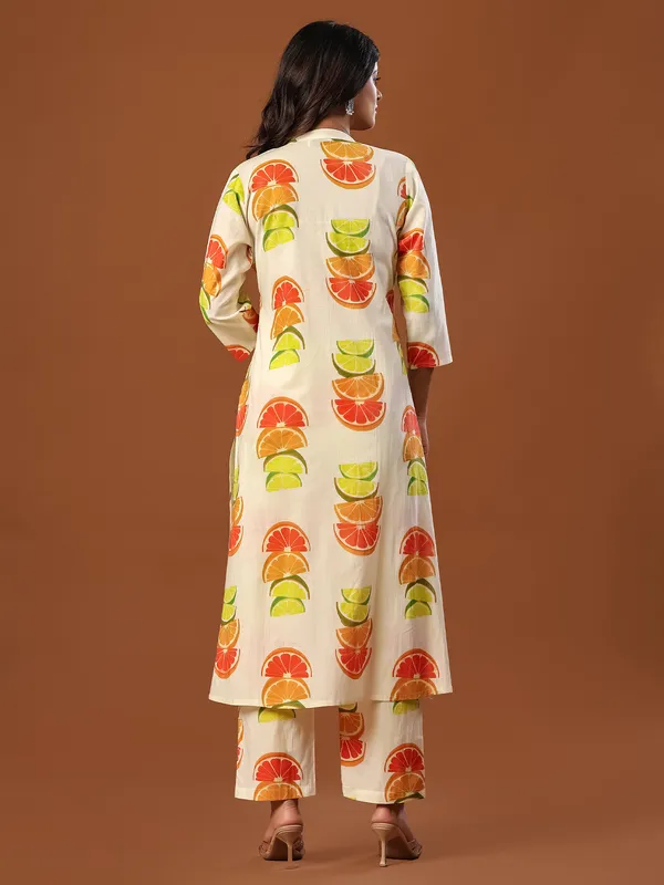 White_Printed_Pure_Cotton_Kurta_Trouser_Set
