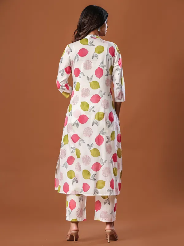 White_Printed_Pure_Cotton_Kurta_Trouser_Set