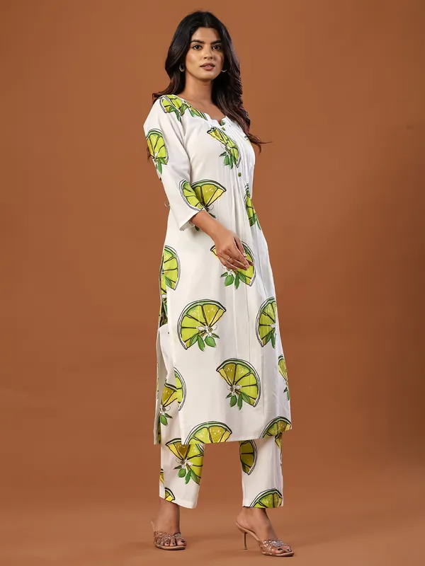 White_Printed_Pure_Cotton_Kurta_Trouser_Set