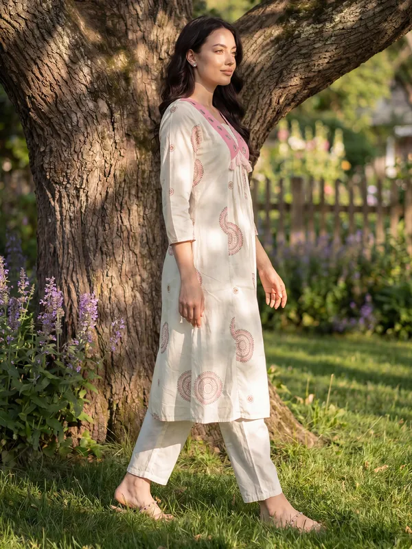 White_Embroidered_Pure_Cotton_Kurta_Trouser_Set