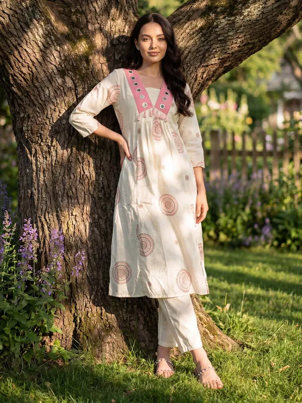 White_Embroidered_Pure_Cotton_Kurta_Trouser_Set