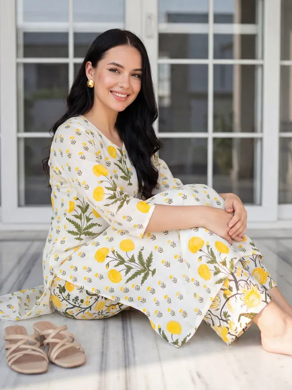White_Embroidered_Pure_Cotton_Kurta_Trouser_Set