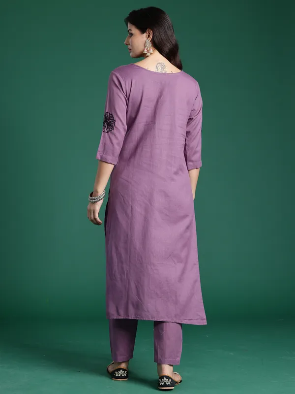 Burgundy_Embroidered_Pure_Cotton_Kurta_Trouser_Set