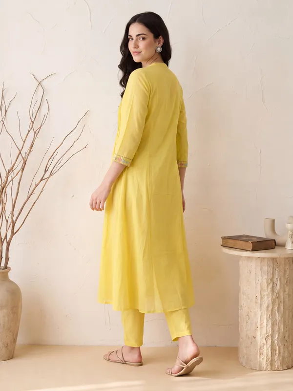 Yellow_Embroidered_Pure_Cotton_Kurta_Trouser_Dupatta_Set