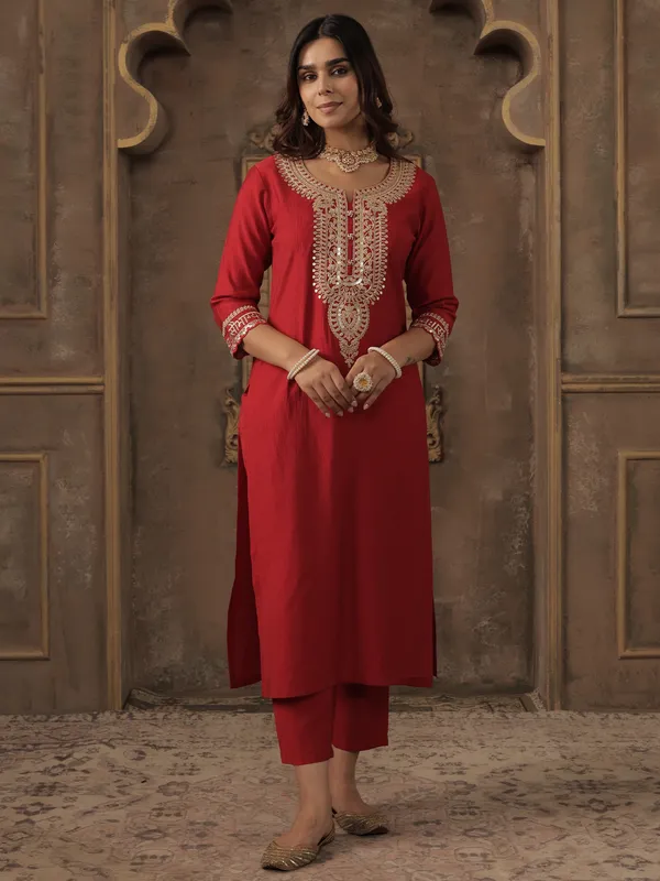 Red_Embroidered_Liva_Kurta_Trouser_Set