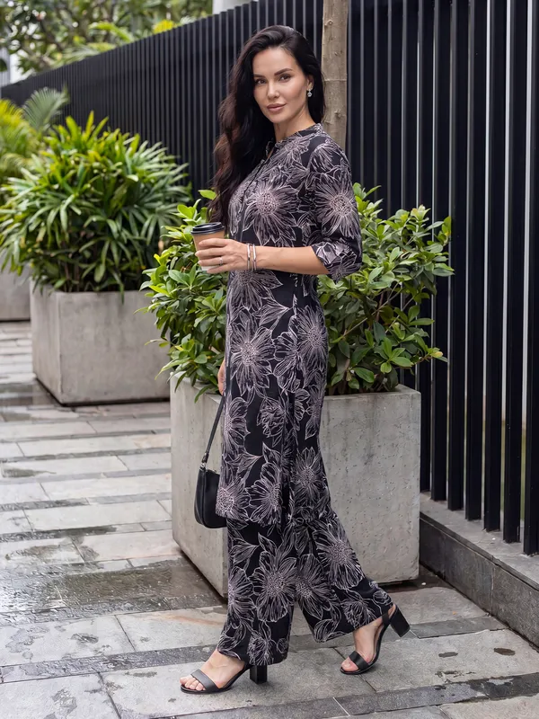 Black_Printed_Viscose_Rayon_Kurta_Trouser_Set