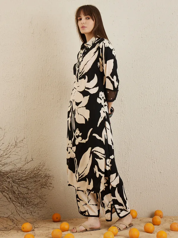 Black_Embroidered_Viscose_Rayon_Kurta_Trouser_Set